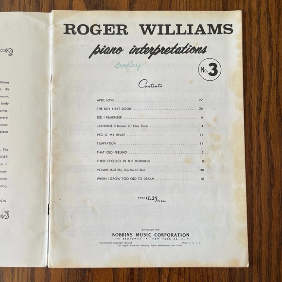 Roger Williams Piano Interpretations No 3 Robbins Music 1959 - Picture 4 of 12